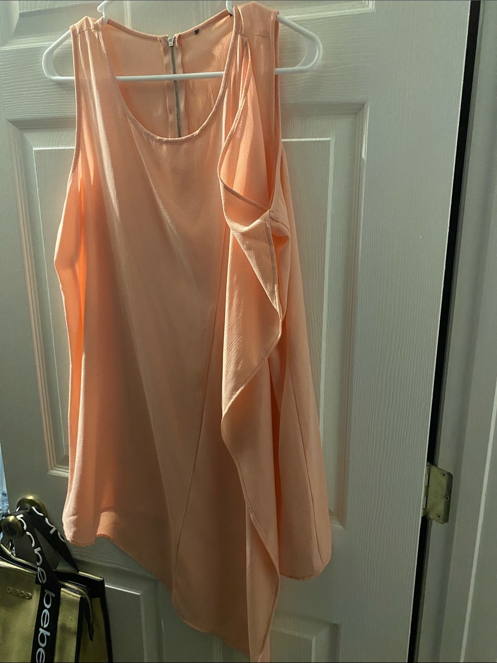 Peach Ruffle Sleeveless Blouse